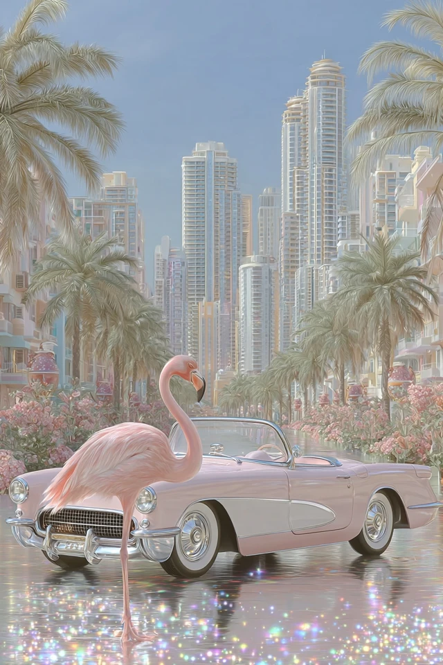 Flamingo in Miami Art Deco Convertible