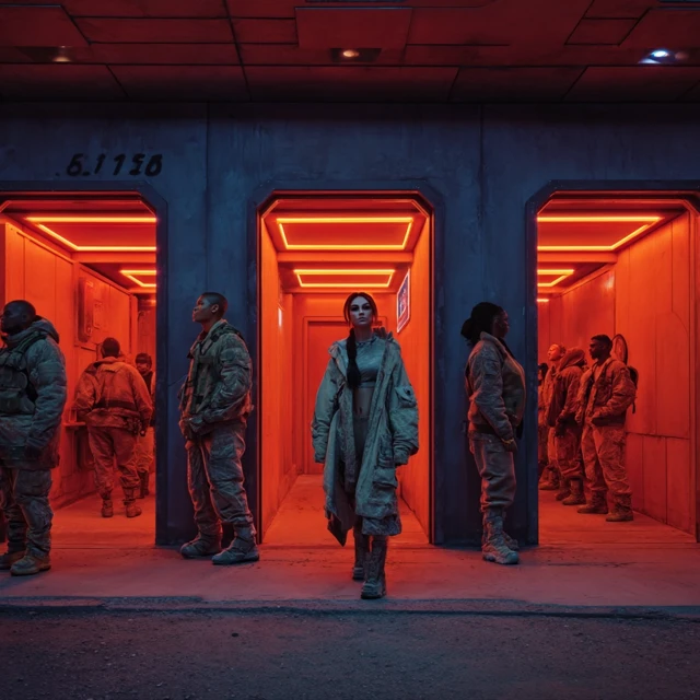 Futuristic Penal Colony Arrival Scene