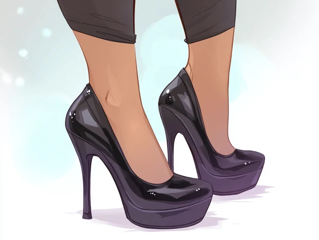 Anime Woman in Black Platform Heels