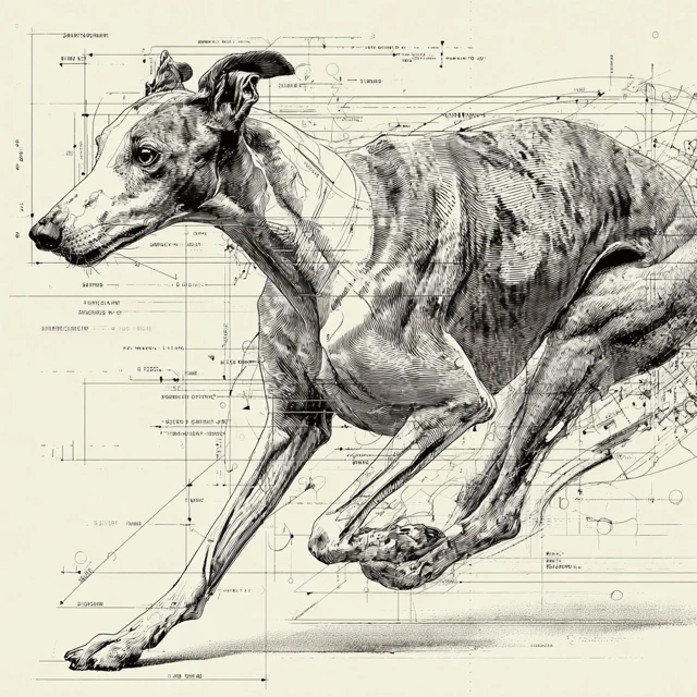 Running Greyhound Illustration Black Lines