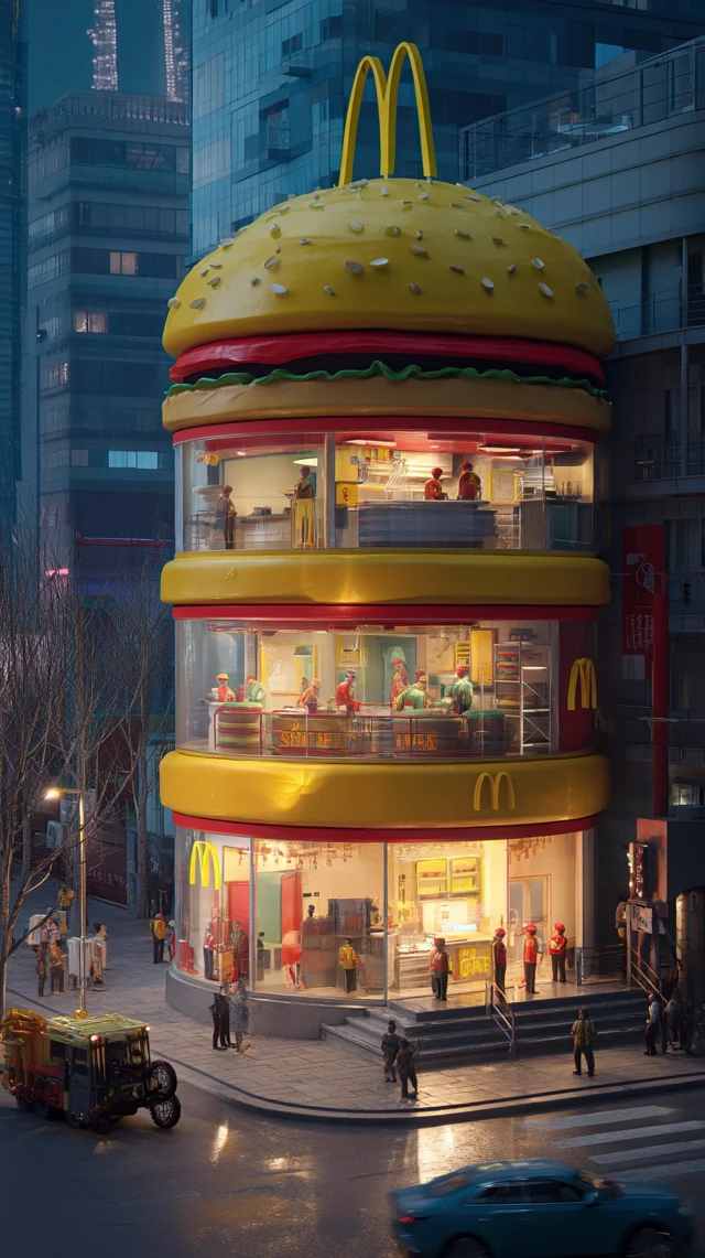 Giant McDonalds Hamburger Store in Shanghai