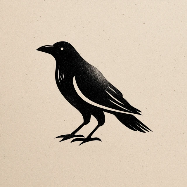Minimalist Raven Icon Illustration