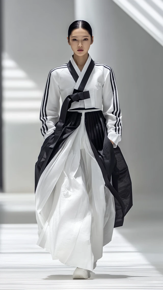 Adidas Fusion Hanbok Korean Woman Photorealistic