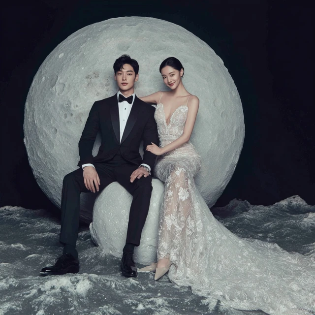 Korean Wedding Fashion Photoshoot on the Moon