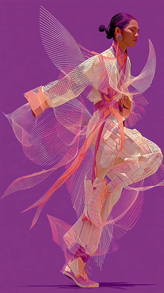Chinese Dancer in Silk Robe Illustration