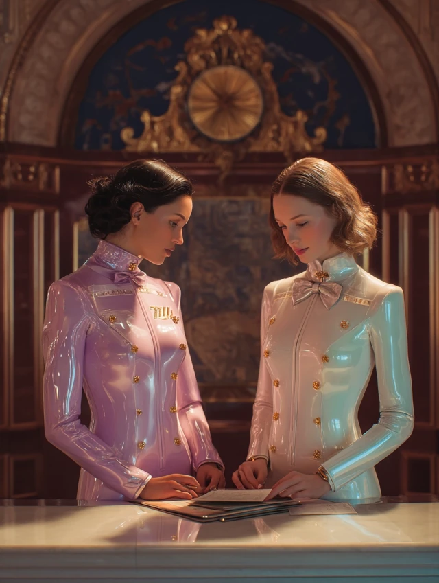 Elegant Hotel Receptionists: Wes Anderson Style