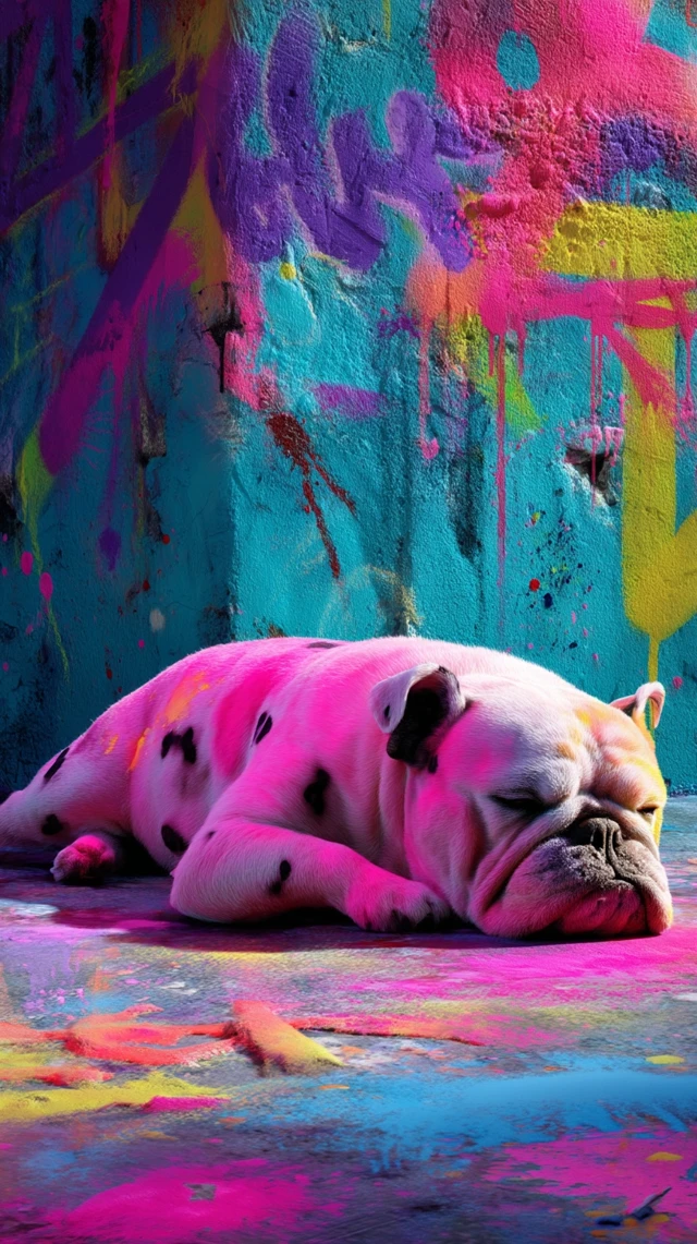Chubby Dog Street Art Painting Expressionism