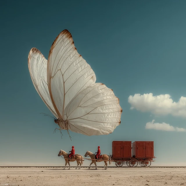 Surreal Butterfly and Carriage Photography
