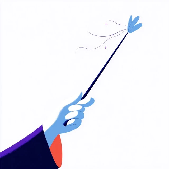 Magic Hand with Wand Illustration