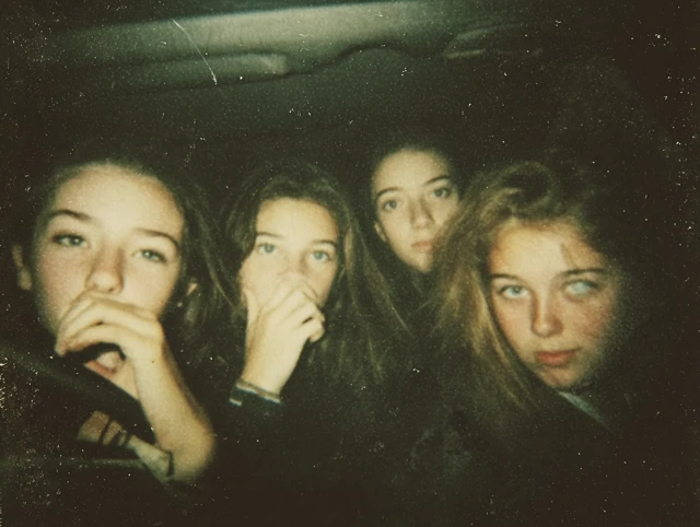 Friends Selfie Vintage Polaroid Photo