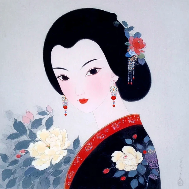 Ancient Chinese Woman Painting Illustration Art