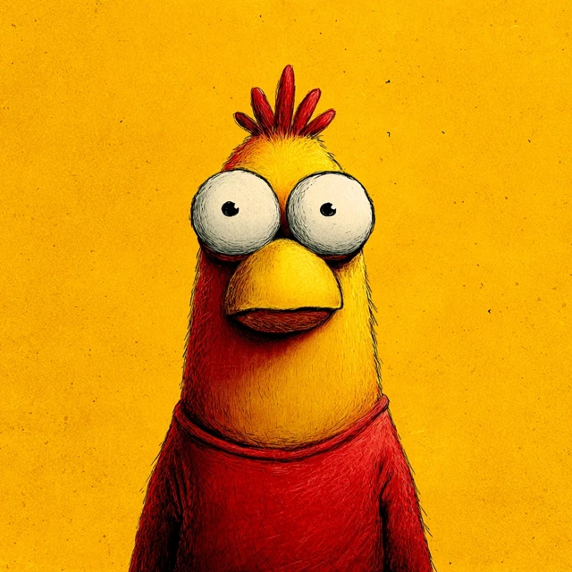 Funny Chicken Illustration Cartoon Character