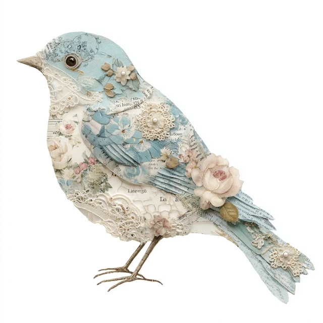Shabby Chic Bird Collage Art