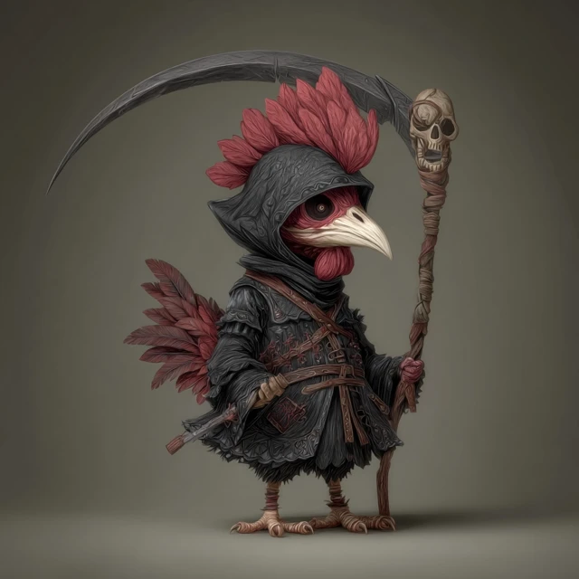 Chicken Grim Reaper - Unique Fantasy Art
