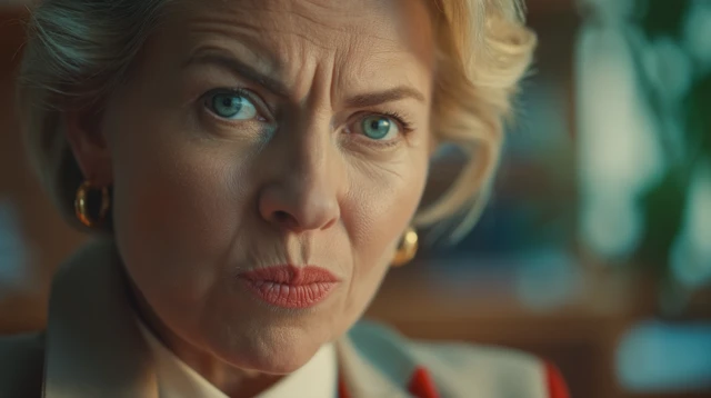 Angry Woman in EU Office - Color Photography