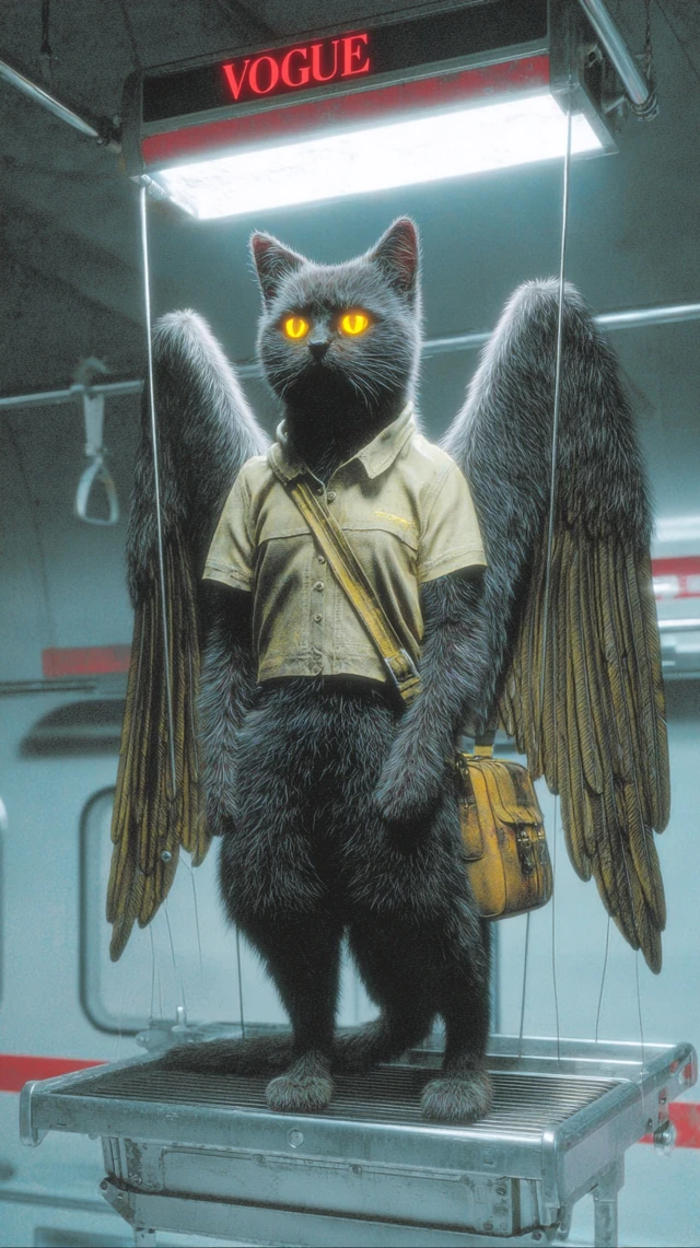 Vogue Cat Angel on Subway Cover Fashion Editorial