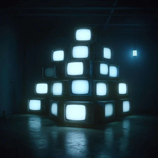 Glowing TV Screens Retro SciFi Scene