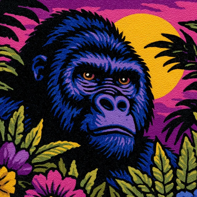 Gorilla in the Jungle Bold Cartoon Art