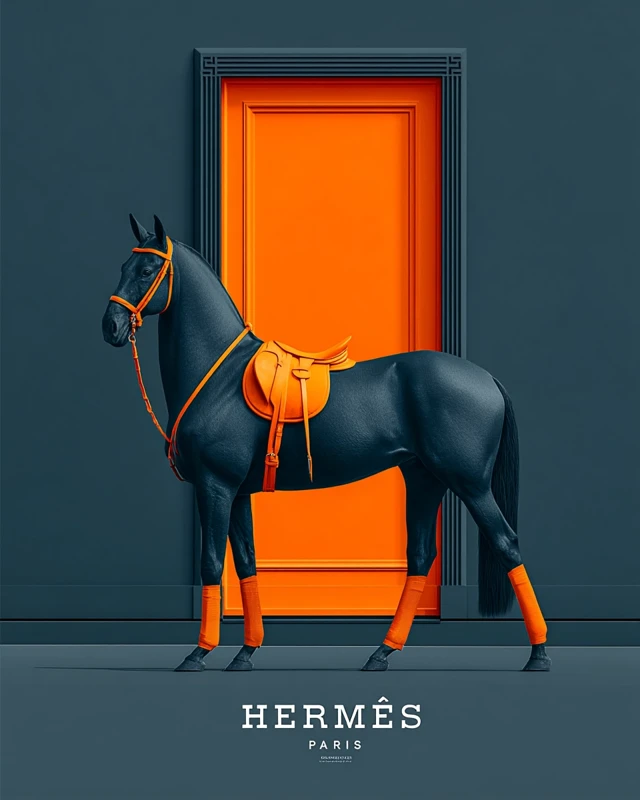 Hermes Horse Advertisement Minimalist Graphic Illustration