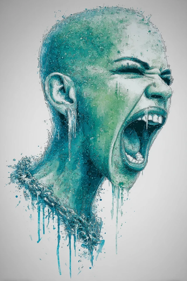 Distorted Face Watercolor Art Psychological Portrait