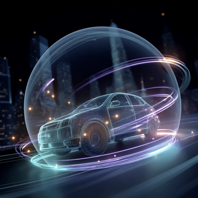 Futuristic Autonomous Vehicle Radar System Visualization