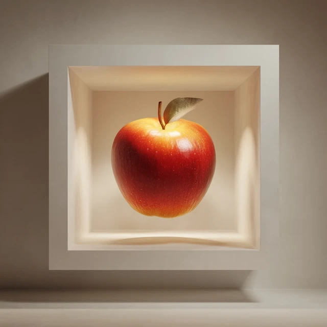 Red Apple in a Cube Creative Photography