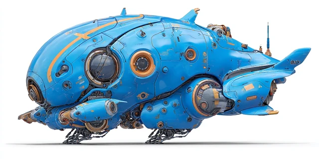 Cute Cyberpunk Spaceship Illustration Hyper Realistic