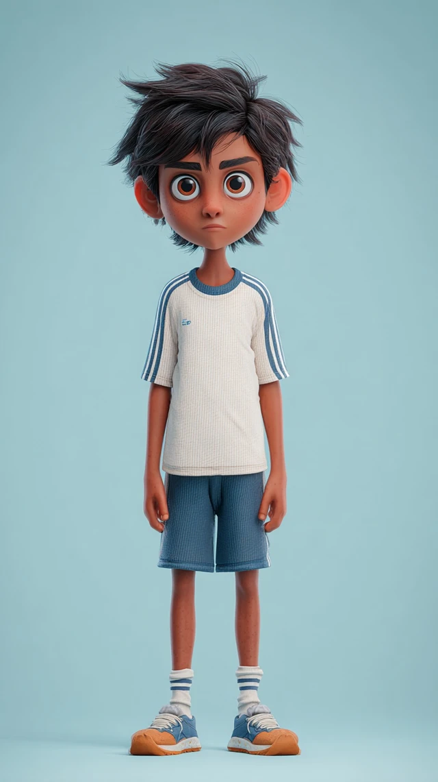 Pixar Style Indian Boy in School Uniform
