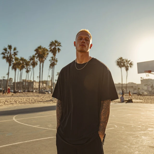 NBA Star on California Beach Basketball Court