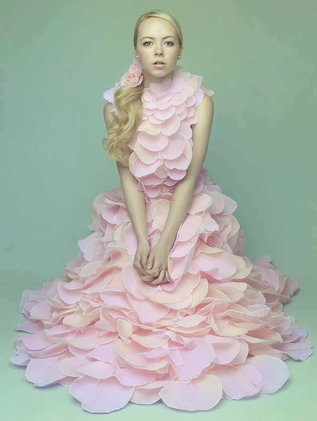 Vogue Fashion Shoot Pink Petal Dress