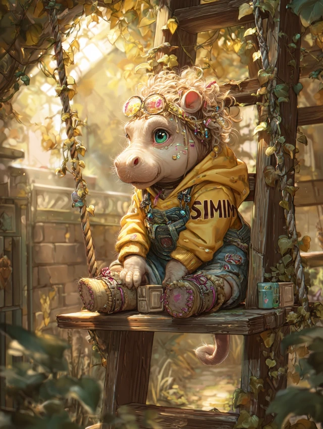 Charming Hippo Portrait in a Sun-Drenched Garden