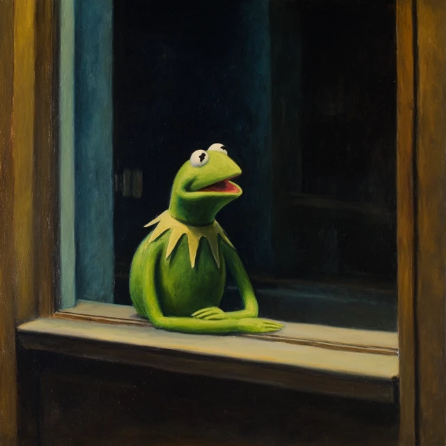Kermit the Frog Painting by Edward Hopper