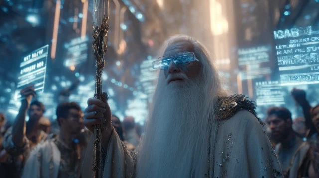 SciFi Wizard with AR Tags Dramatic Scene