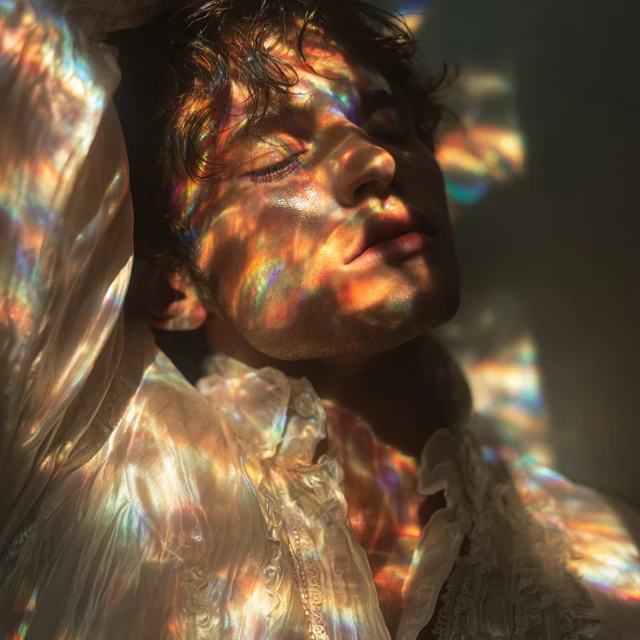 Prism Light Portrait Dreamy Serene Man