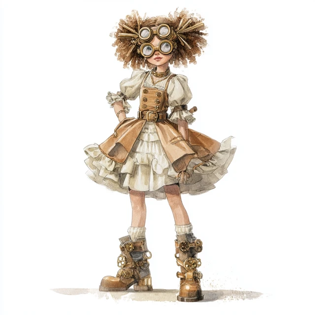 Steampunk Girl Watercolor Illustration