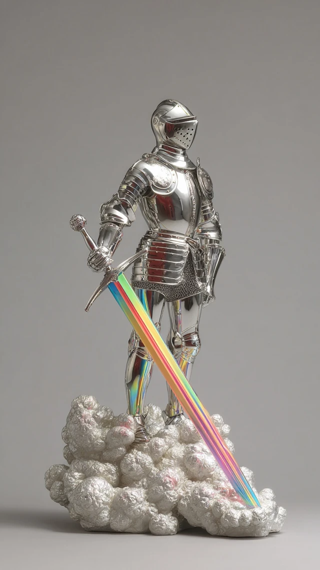 Chrome Knight in Shining Armor with Rainbow Sword