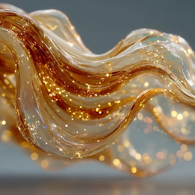 Fantasy Goddess 3D Render with Gold and Silver Waves