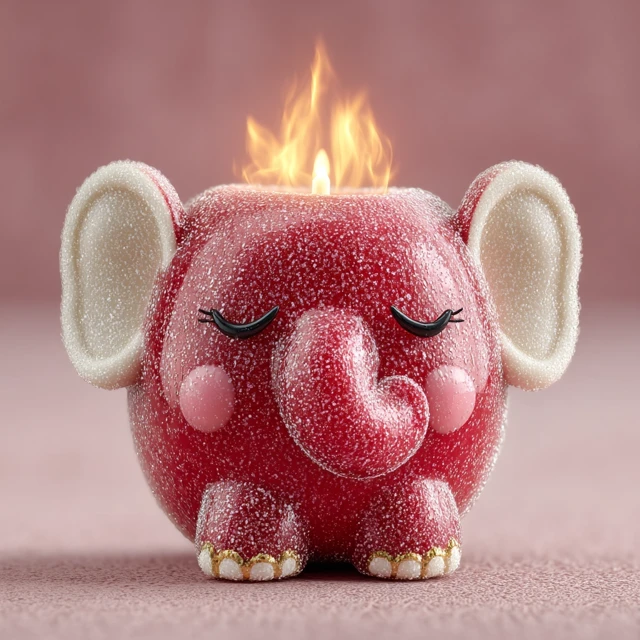 Whimsical Apple Elephant Candle Art