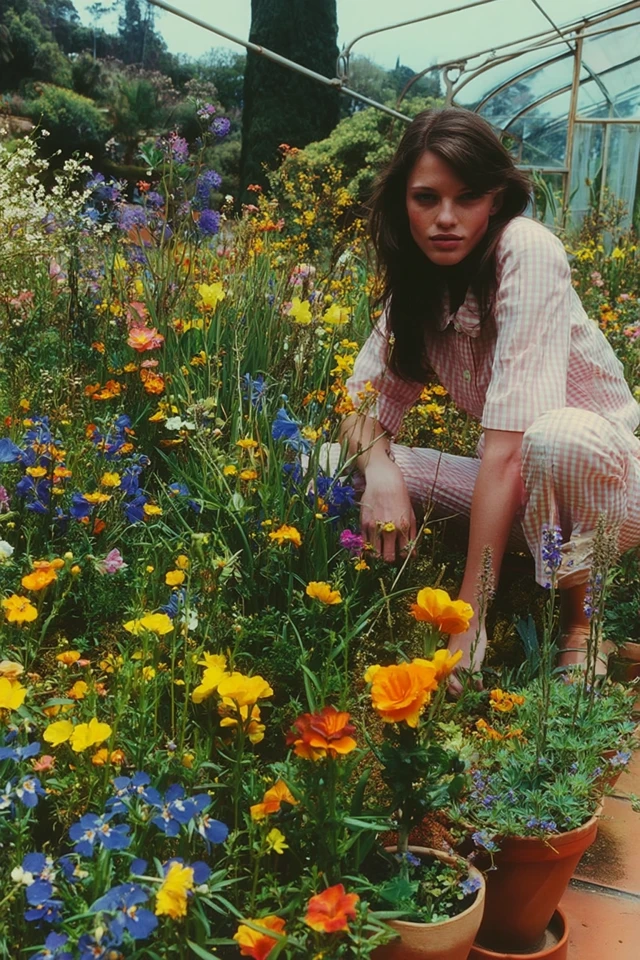 Young Woman in Garden Martin Parr Style
