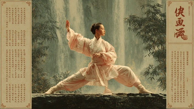 Emei Martial Artist on Mount Emei Ancient Scroll Style