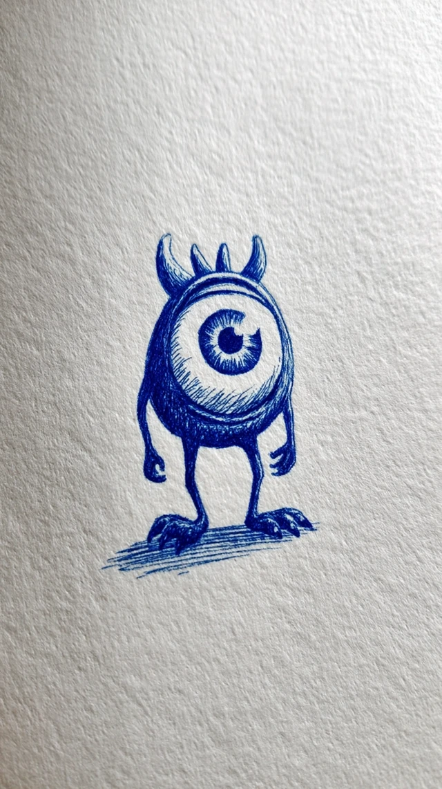 Detailed Blue Ink Eye Illustration