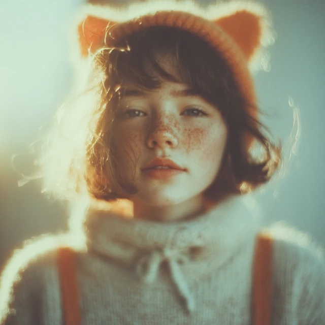 Cute Girl with Cat Ears Portrait