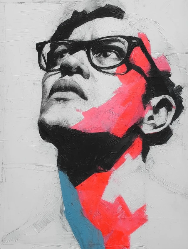 Stencil Portrait Art with Bold Colors