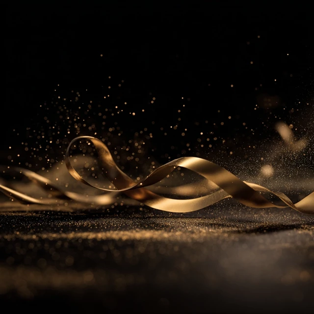 Elegant Black and Gold Ribbon Luxury Design