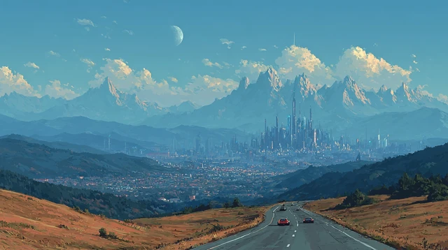 Futuristic Cityscape 2050: Panoramic Skyline