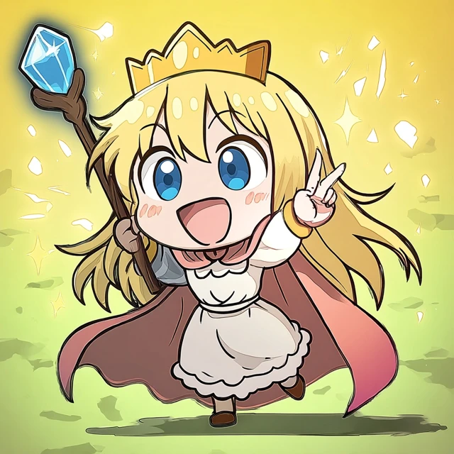 Anime Girl Chibi with Crystal Staff
