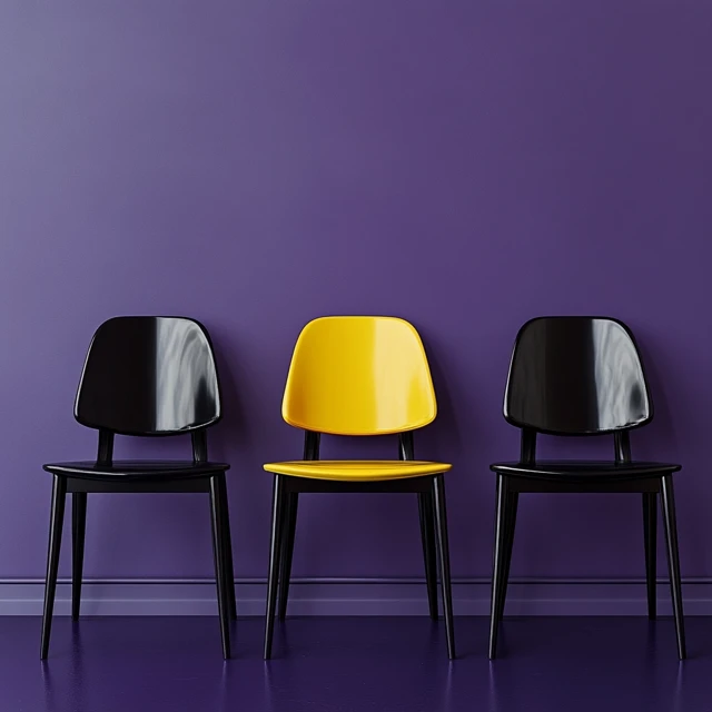 Modern Chair Design A Yellow Accent in a Purple Room
