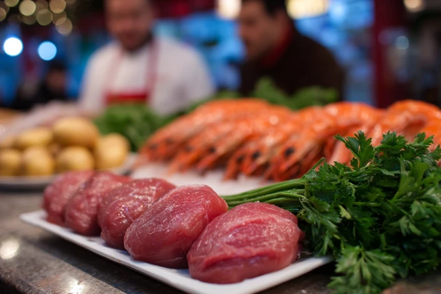 Fresh Market Food Photography Shrimp and Meat