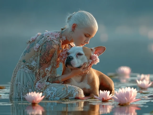 Woman and Dog Dreamy Fantasy Photography