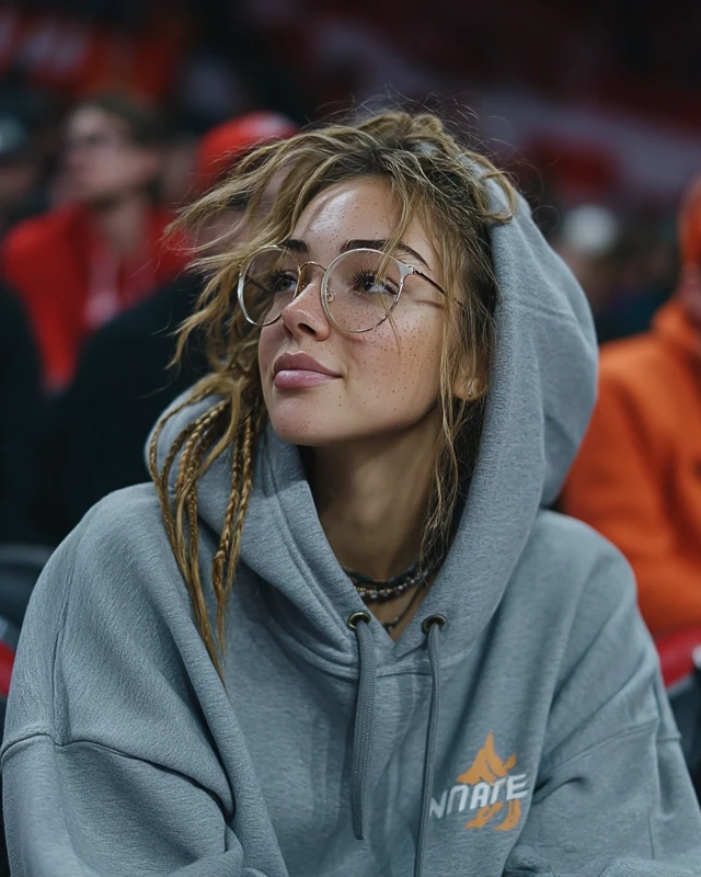 Girl in Glasses at Basketball Game
